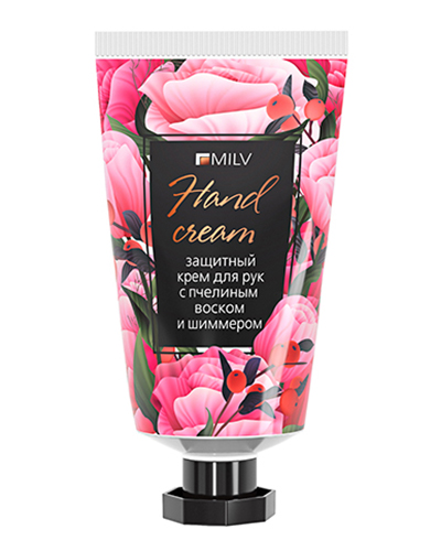 MILV, Защитный крем для рук с пчелиным воском и шиммером Пион, 40 мл