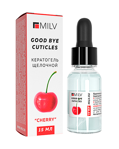 MILV, Кератогель щелочной GOOD BYE CUTICLES GOOD BYE CUTICLES ВИШНЯ, 15 мл