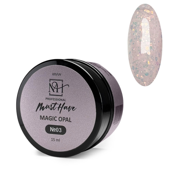 Must Have, Гель-желе моделирующий Magic Opal №03 (с шестигранниками), 15 мл