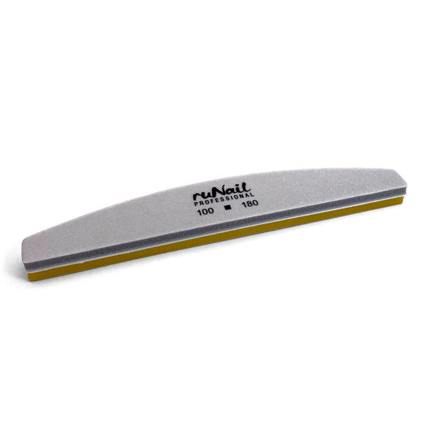 ruNail, Шлифовщик 100/180 (серо-желтый, полукруглый)