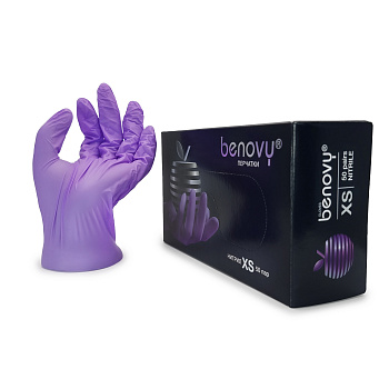 Benovy, Перчатки нитрил р. XS сиреневые (50 пар)