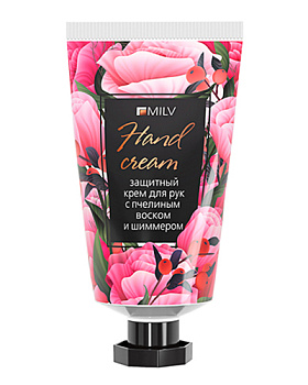 MILV, Защитный крем для рук с пчелиным воском и шиммером Пион, 40 мл