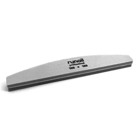 ruNail, Шлифовщик 100/180 (серый, полукруглый)