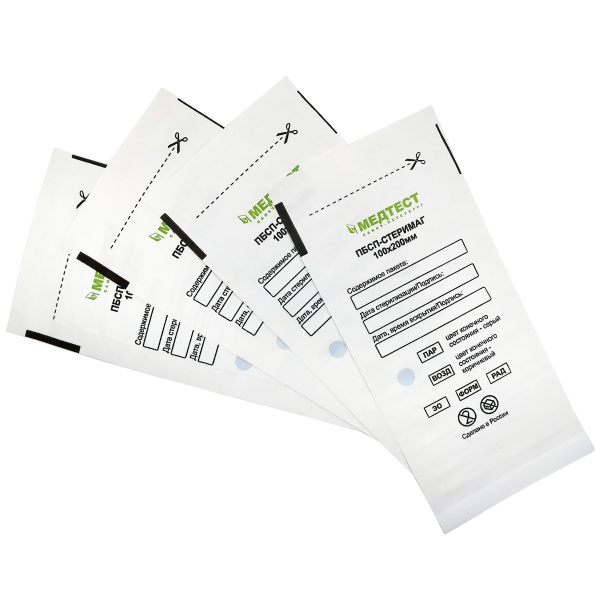Медтест, Пакеты для стерилизации 100/200 (белые), 100 шт
