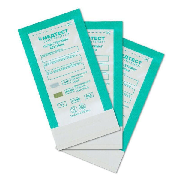 Медтест, Пакеты для стерилизации комбинированные (прозрачные) 60/100, 100 шт