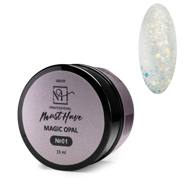 Must Have, Гель-желе моделирующий Magic Opal №01 (с шестигранниками), 15 мл